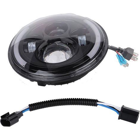 Phare rond LED 150W 7 pouces avec halo pour Wrangler, moto,de (1/5)