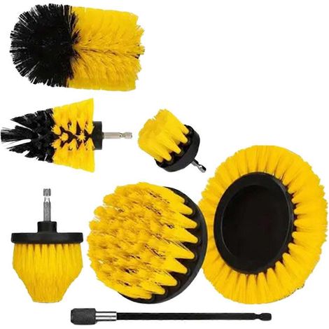 Ensemble de 7 têtes de brosse mobiles, brosse de nettoyage électrique, jaune (1/5)