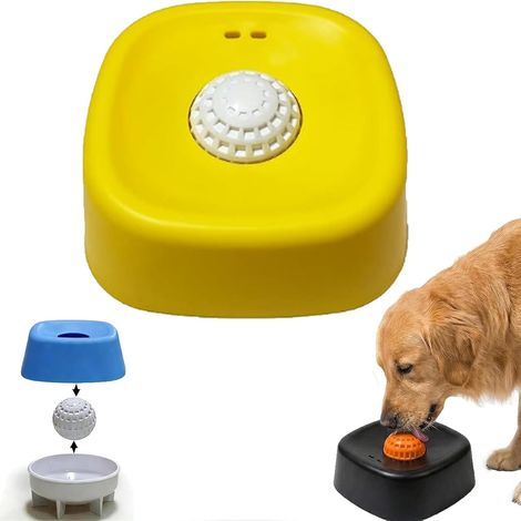 Comederos de alimentación lenta para perros, ideales para golosinas líquidas, con bolitas rodantes para caldo de huesos y yogur, para cachorros de razas grandes, medianas y pequeñas, color amarillo, 1