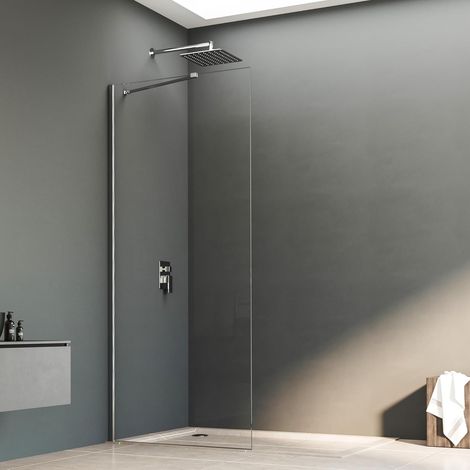 Duschwand Walk In Dusche 75cm Duschabtrennung 6mm NANO Glas Duschtrennwand 195cm Höhe (1/4)