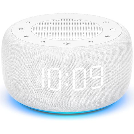 Radio-réveil pour la Chambre - Son de qualité pour la Radio, 4 tonalités d'alarme, lumière Nocturne 7 Couleurs, Affichage Complet avec variateur pour la Table de Chevet (Blanc) (1/5)
