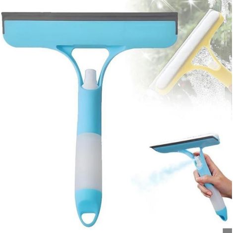 Raclette Pour Vitres - Raclette Nettoyante 3 En 1 Avec Brosse Et Vaporisateur Intégré - Pour Portes De Douche Miroirs Et Vitres - 1 Pièce (1/5)
