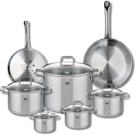 Ensemble de 2 Poêles de cuisson 24 et 28 cm et 5 faitouts 12, 14, 16, 20 et 26 cm Elo Profi Citrin (1/5)
