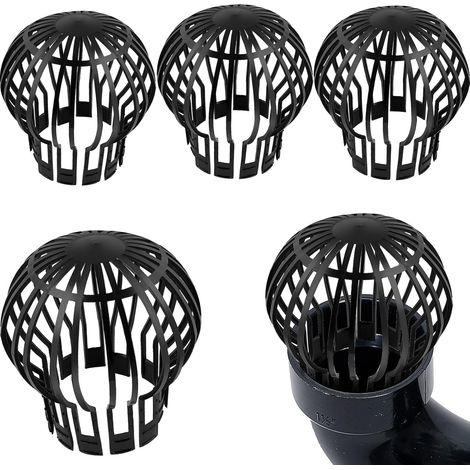 Lot de 4 Crapaudines pour Gouttière Protections de Gouttière 14.5 12.5cm(diamètre x hauteur), noir, plastique