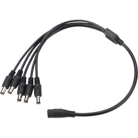 Câble adaptateur répartiteur d'alimentation 5,5 x 2,1 mm, rallonge pour caméra de vidéosurveillance : 1 femelle vers 5 mâles (1/5)