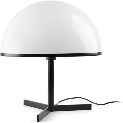 Faro Dome Lampe de table Dome 42 cm, abat-jour noir satiné et blanc brillant, culot E27 (1/3)