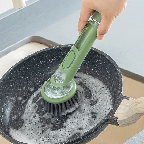 Brosse à vaisselle avec distributeur de savon - brosse à récurer les casseroles, brosse à vaisselle et brosse de nettoyage d'évier (1/5)
