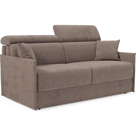 Miryam Sofá cama con reposacabezas reclinables en suave tejido antimanchas T31 149 cm marron