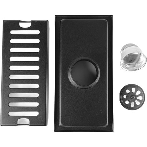 Siphon De Sol Rectangulaire, Drain De Douche Linéaire avec Grille à Motif De Capsule, Douche en Acier Inoxydable Amovible, Drain Noir Linéaire pour Salle De Bain (1/5)
