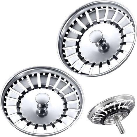 Paquete de 2 tapones de acero inoxidable de 84 mm para fregadero，Se adaptan a orificios de fregadero de cocina de 84-85 mm (1/2)