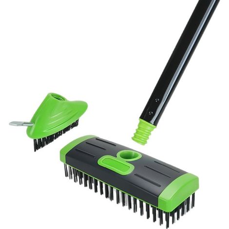 Ensemble de brosses de désherbage 3 en 1, kit d'outils de nettoyage de jardin multifonctionnel, brosse à carrelage extensible avec têtes de brosse en fil d'acier interchangeables (1/2)