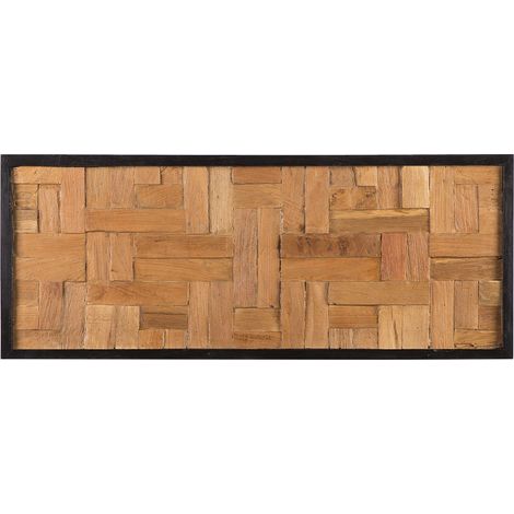 Decoración de pared de madera clara de teca 40 x 100 cm rectangular estilo rústico Toluca