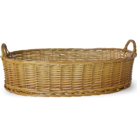 Cesta contenitore ovale vimini intrecciato a mano manici cm 65,5x44x21,5