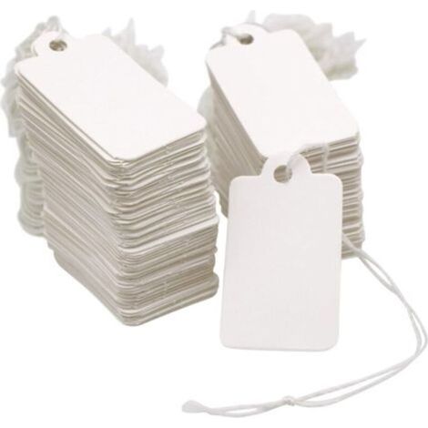 Small White Price Tags, 500 Pieces, 28 mm x 45 mm, Jewelry Marking Labels with String, Clothing Price Tags (1/5)