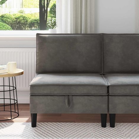 Teenpull – Mittels Sofa mit Stauraum Dunkelgrau Samt (1/5)