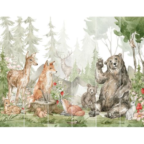 Papier peint Walltastic Les Animaux de la foret Forest friends - 305x244cm (1/4)