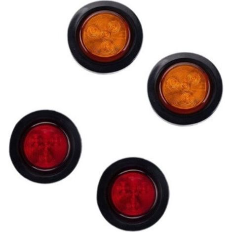 New 4-LED taillight, round light with 2-inch rubber ring, truck taillight, plastic taillight, model YD-04 deng (1/5)