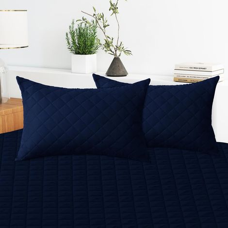 Protège Oreiller Imperméable 50x80 Cm, Protege Oreiller Lot De 2, Hypoallergéniques, Respirant Et Silencieux, Anti Acarien, Anti Tâches, Bactérien, Lavable en Machine, Bleu Foncé (1/5)