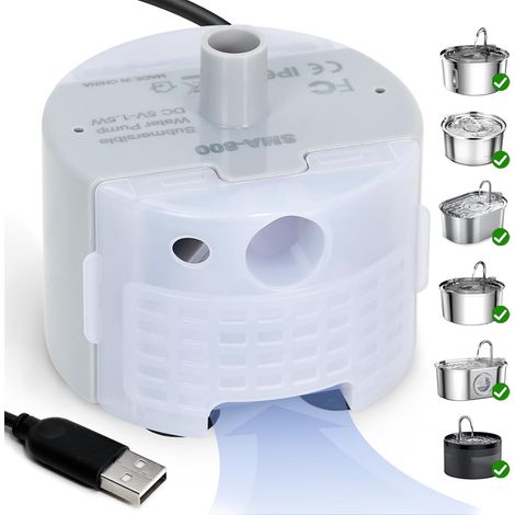 Fontaine à eau pour chat en acier inoxydable, capacité de 3,2 l, pompe à eau automatique pour animaux de compagnie, pompe à eau pour animaux domestiques, chiens (1/5)
