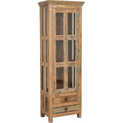 Vitrine en bois massif recyclé avec finition antique (1/5)