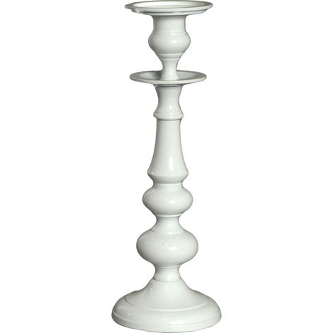 Portacandele in alluminio bianco 1p cm Ø13xh37