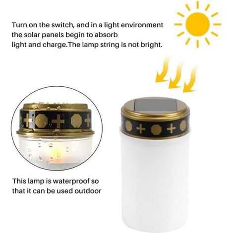 Blanc Bougie de CimetièRe pour le CimetièRe LumièRes Solaires Tombes avec éClairage LED la Lampe de CimetièRe 1 PièCes (1/4)