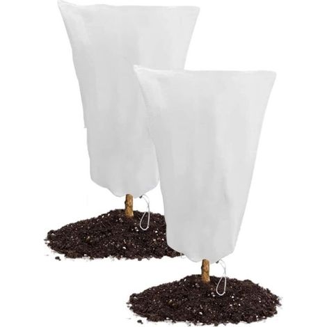 60 x 80cm Outdoor Plant Winter Cover, Pack of 2 Winter Covers for Potted Plants, 60 x 80cm Protective Covers for Plants Against Cold and Frost, 60g/m² Shrub Protection Tarpaulin Cover