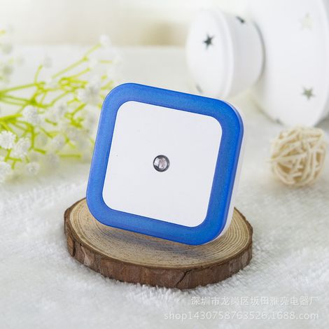 Veilleuse LED intelligente avec contrôle de la lumière, lampe de chevet/éclairage de couloir pour chambre à coucher, 110-220 V, bleu, prise US (1/4)