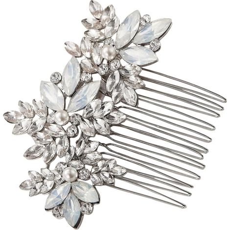 Silver Crystal Alloy Hair Comb for Wedding and Prom (1/5)