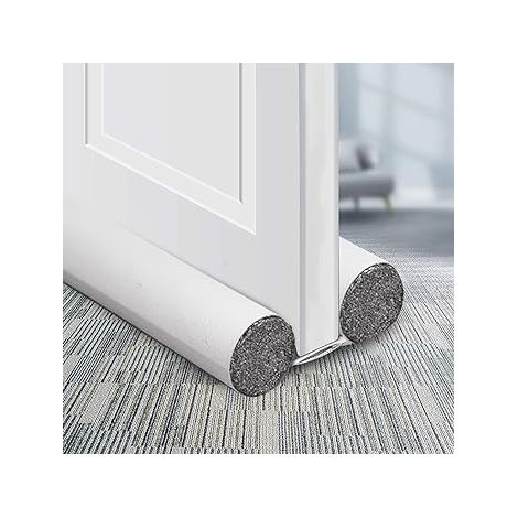 Door Draft Excluder Fond Joint De Porte Butée de Tirage avec Double Joint Calfeutrer Bas de Porte Universel Bande D'étanchéité de Porte pour Vent/Anti-Insectes/Insonorisant Blanc (1/4)