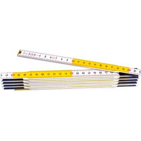 10PZ DOPPIOMETRO IN LEGNO BICOLORE - bianco/giallo (0-35-458)