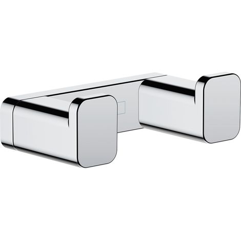 Hansgrohe – Double crochet porte-serviettes chromé – Fixation murale invisible – Largeur 66mm, profondeur 36mm – Matériel de montage inclus – 41755000