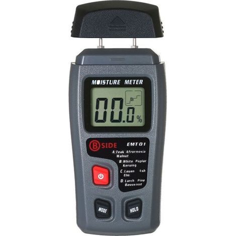 Humidimètre pour test de bois 4 modes Humidimètre portable de type pin Instrument de poche Détecteur à affichage LCD (1/5)