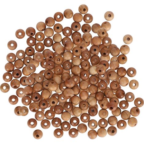 200Pcs Peach Wood Beads DIY Necklaces Bracelets Pendants Handicrafts Accessories 0.6cm (1/5)