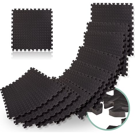 Tapis de sol protection, lot de 72, 30x30 cm dalle amortissante chocs, 1cm épaisseur bruit 2,1 m², noir (1/5)