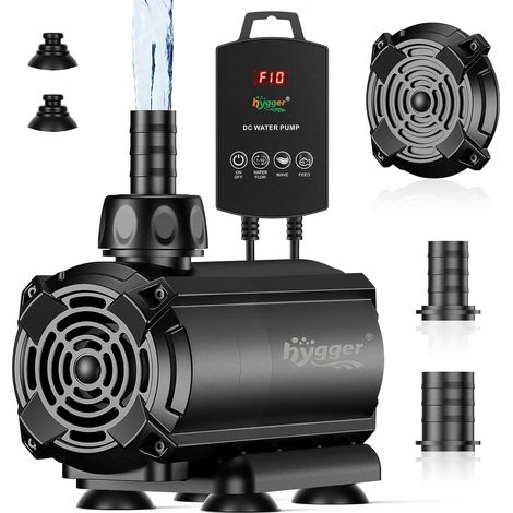 Pompe à eau submersible pompe bassin 6000L/H pompes pour fontaines avec contrôleur externe, 10 débit d'eau réglable, mode onde, mode alimentation, 6 buses, fonction mémoire, pompe amphibie (1/5)