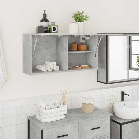Bad-Wandschrank Betongrau 80x25x40 cm Holzwerkstoff