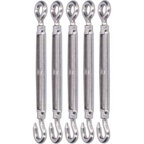 5 tendeurs à œillet et crochet pour câble métallique, en acier inoxydable 304, accessoires pour voile d'ombrage M10 (1/5)