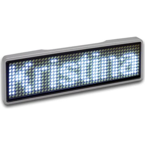 Badge nominatif LED blanc, 11 x 14 pixels, programmable, boîtier USB argenté (1/5)