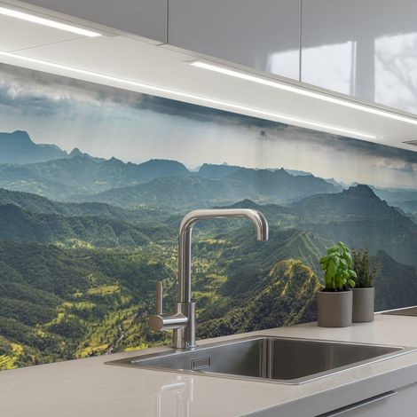 REVETEMENT MURAL DE CUISINE, CRÉDENCE DE CUISINE Paysage - Vallée - Vert 300x60 cm (1/5)