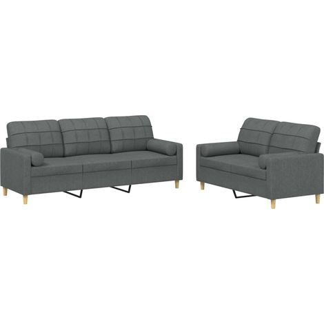 Maison Exclusive - Ensemble de canapés 2 pcs coussins gris foncé tissu (1/5)