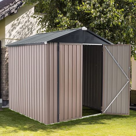 YODOLLA 6x6FT Garden Metal Storage Shed with Lockable Door Utility Room Tool Shed For Garden,Gray (1/5)