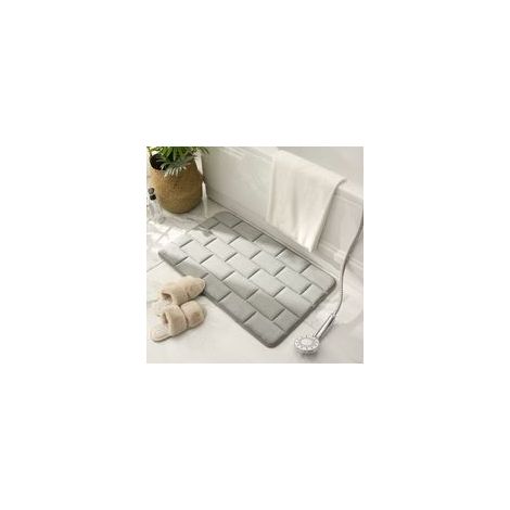 Tapis de bain antidérapant en mousse à mémoire, 40×60 cm, gris – (1/5)