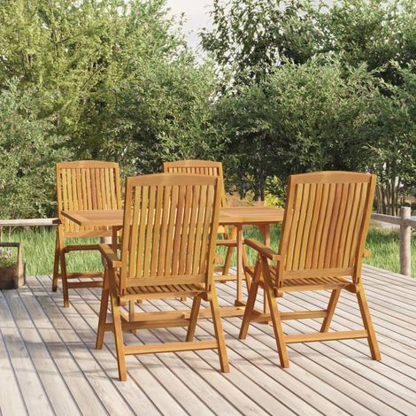Juego de comedor para jardín 5 piezas madera maciza de teca vidaXL (1/5)