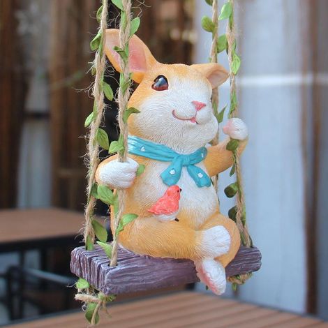 Lapin Statue de Jardin, Longueur 25,5 cm, Hauteur 13,5 cm, Figurine Animal Décorative pour Extérieur, Ornement de Pelouse, Cour, Sculpture Intérieure, Décoration Artistique (1/5)