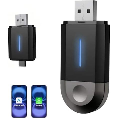 Adaptateur CarPlay sans Fil,Passez du Câblé au sans Fil,Compatible avec IPhone/Android Auto sans Fil, Prend en Charge iOS 10+ Bluetooth et WiFi,Convient aux Modèles à Partir de 2017 (1/5)