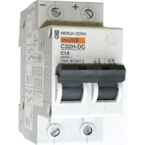 Schneider – Disjoncteur unipolaire 20541 – MULTI 9 C32HDC – 2 pôles – 1A – Courbe C – Pour installations électriques professionnelles