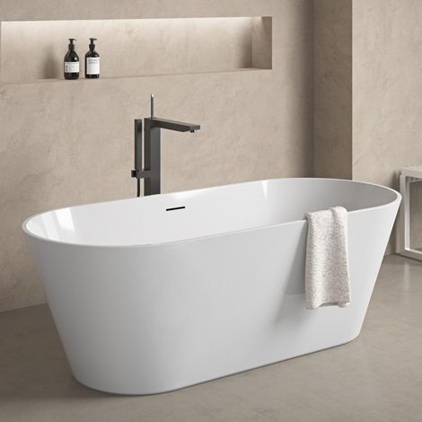 170 cm SERENA freistehende Badewanne aus weißem Acryl (1/5)