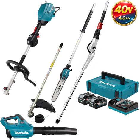 MAKITA Pack Outil Multifonctions 40V UX01G + Coupe-herbe + Perche élagueuse + Taille-haies + Souffleur + 2 batt 4Ah + Coffret (1/5)