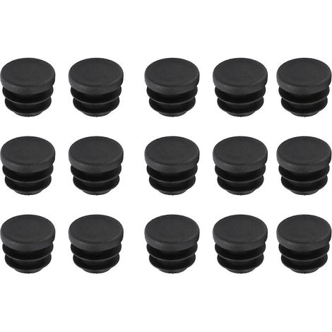 uxcell 15 bouchons en plastique noir pour insertion de tube rond, diamètre 16 mm. (1/5)